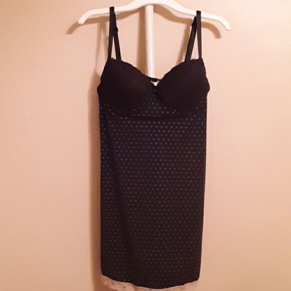 RAMPAGE SEXY BLACK & PURPLE POLKA DOT NIGHTIE CHEMISE LINGERIE MEDIUM 34B-32C - Picture 1 of 5